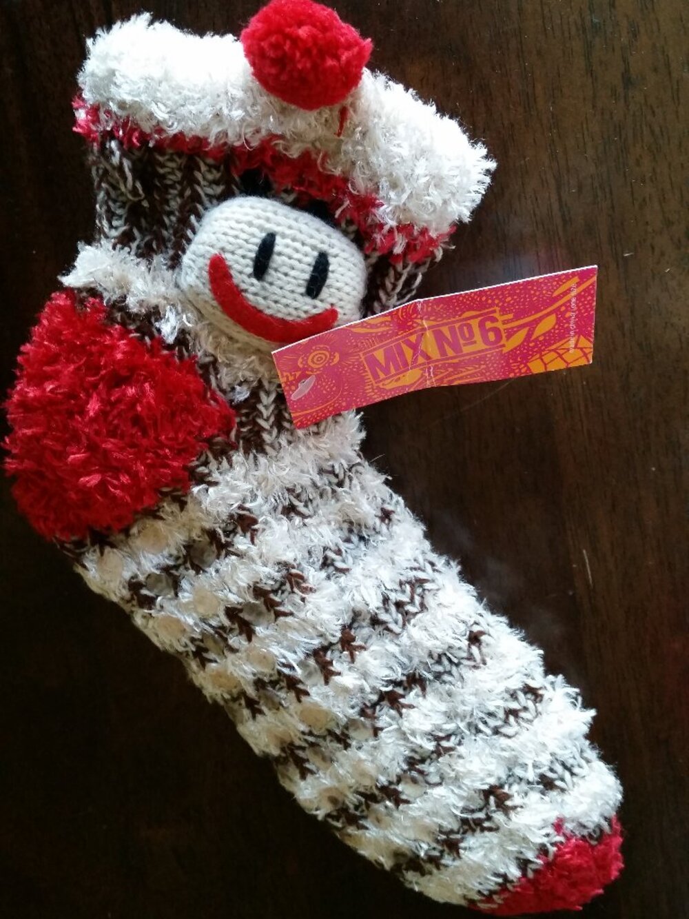 Fuzzy Monkey Christmas Socks